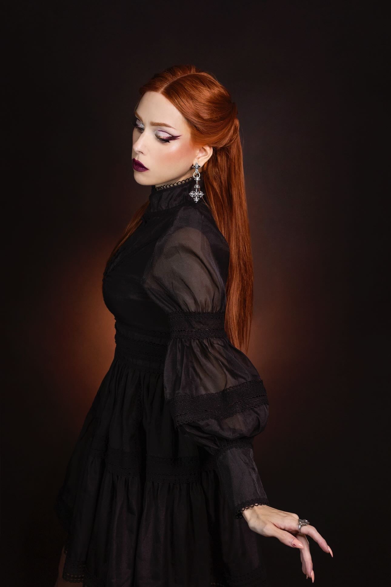 Morgana - Romantic Victorian Inspired Party Dress - BLACK - PRE-ORDER