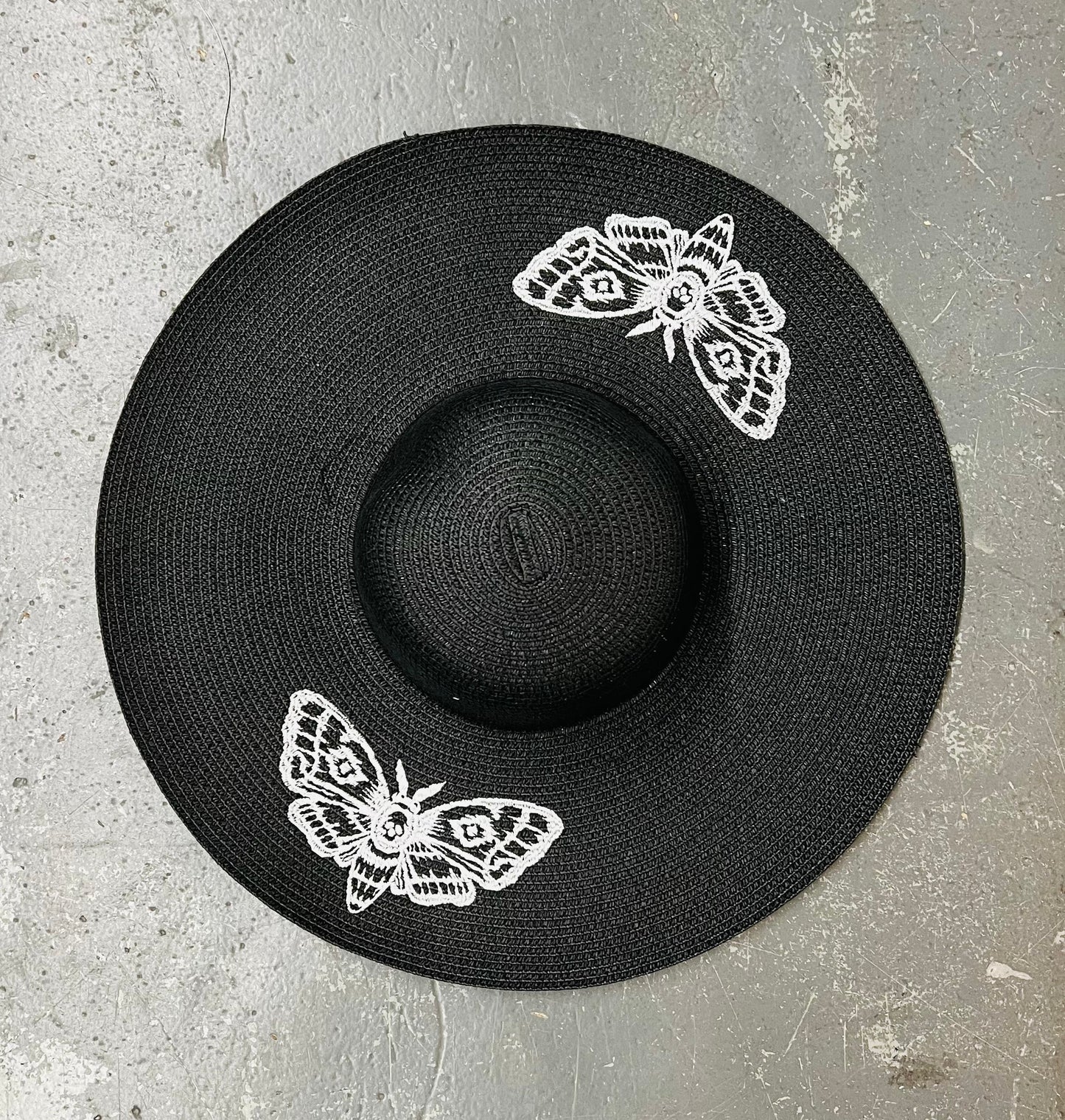 Floppy Sun Hat - XL Brim - Black Death Moth