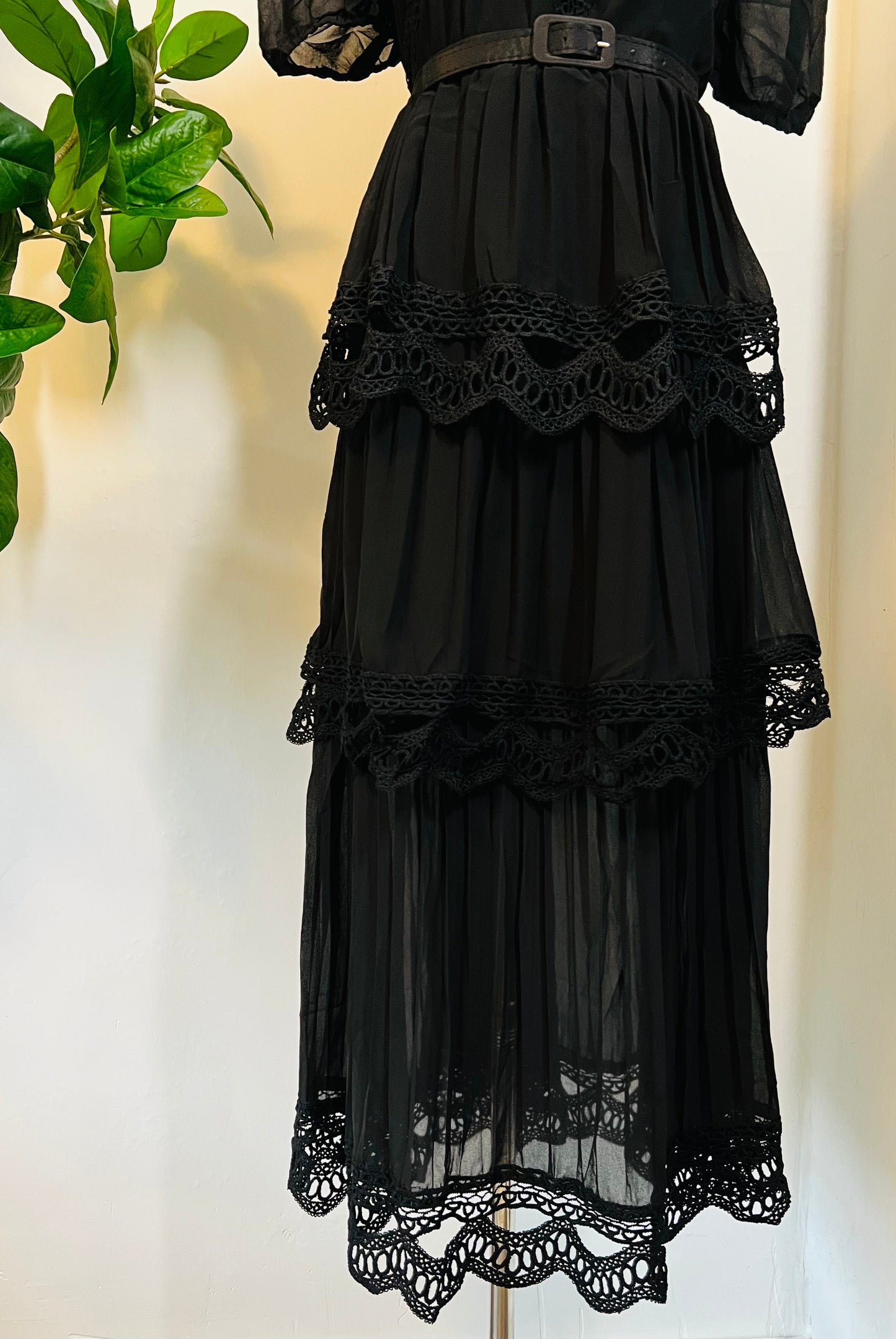 Annabel - Romantic Cottage Goth Tiered Dress - READY TO SHIP