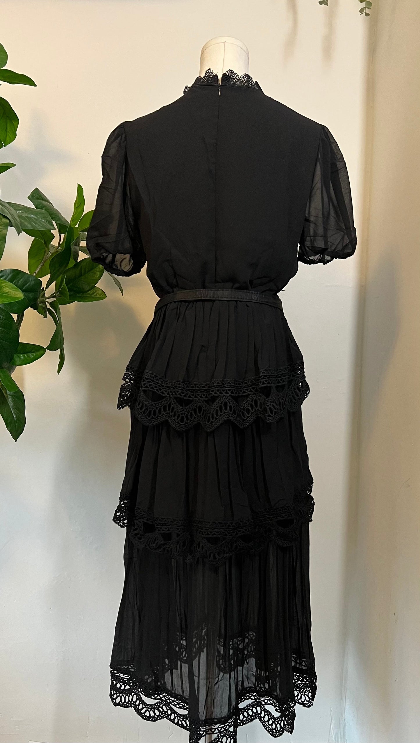 Annabel - Romantic Cottage Goth Tiered Dress - READY TO SHIP