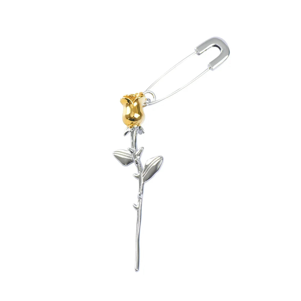 Azu Thorny Rose Pin - Silver