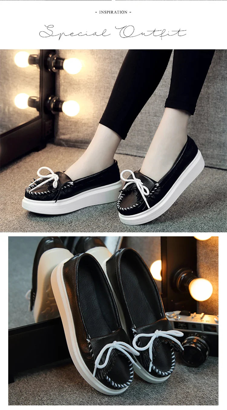Moeerue Platform Mocassins - Black