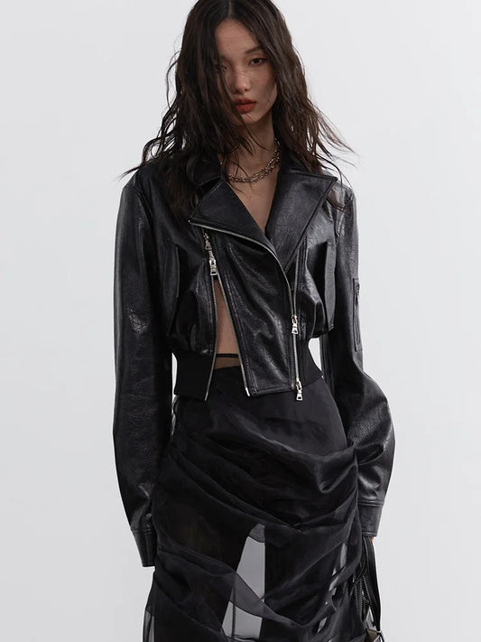 Bataduh Vegan Leather Zipper Jacket