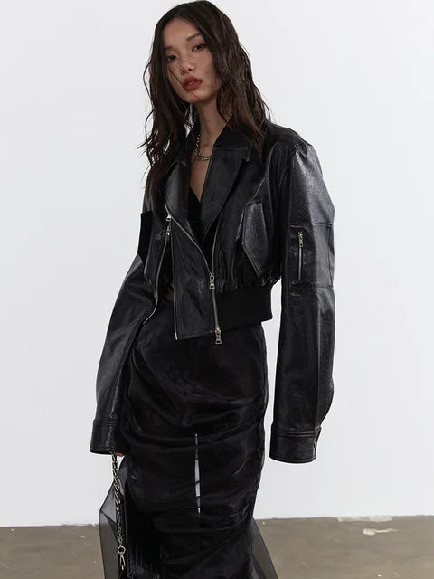 Bataduh Vegan Leather Zipper Jacket