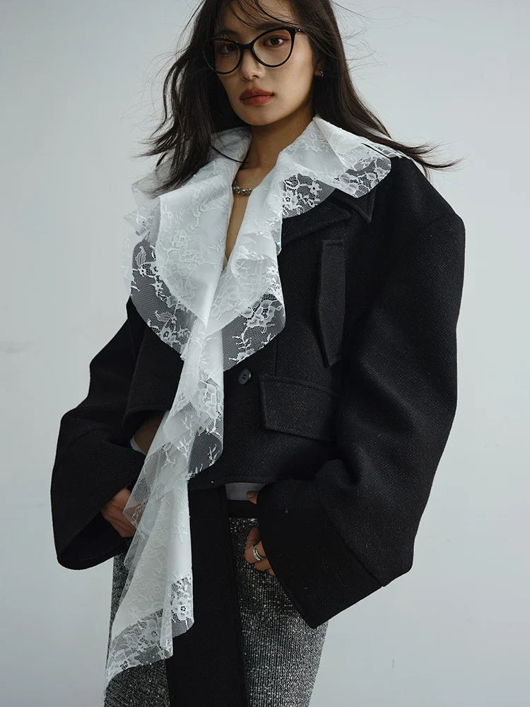 Sheenee Detachable Lace Neck Jacket