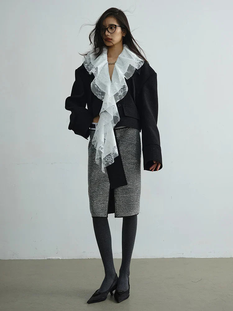 Sheenee Detachable Lace Neck Jacket