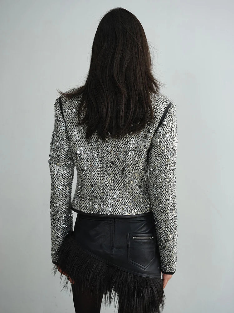 Sheeplur Zippered Sequin Jacket