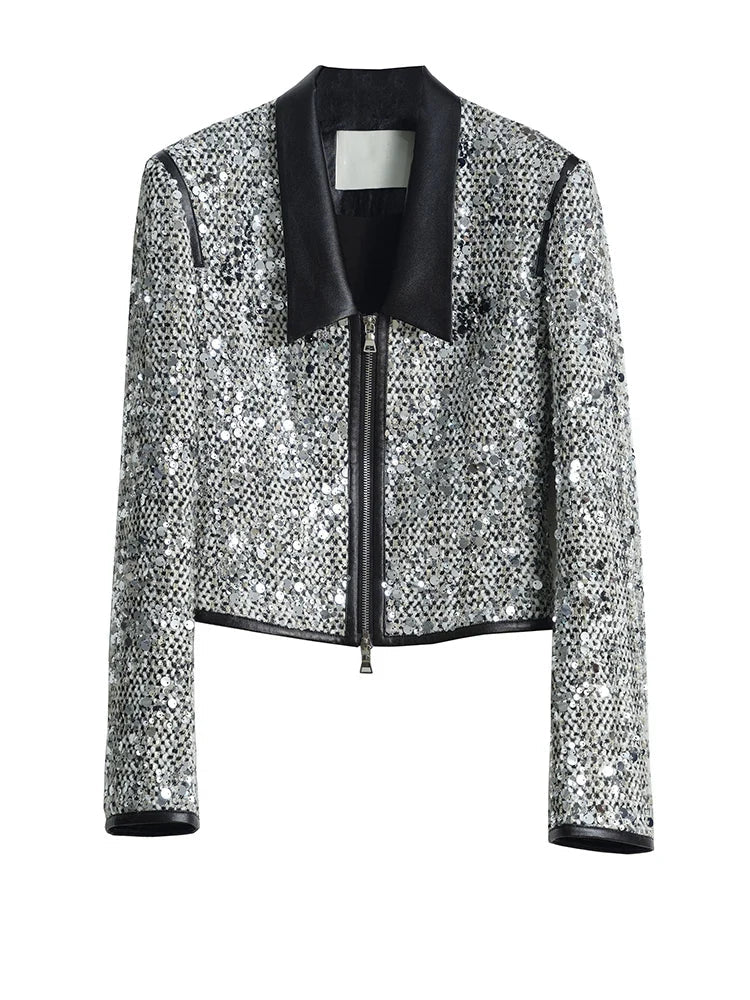Sheeplur Zippered Sequin Jacket