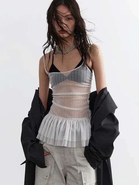 Carkladi Sheer Ruffle Top