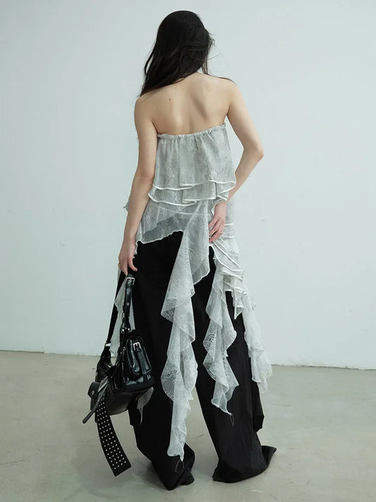 Cossett Irregular Ruffles Tube Top Skirt