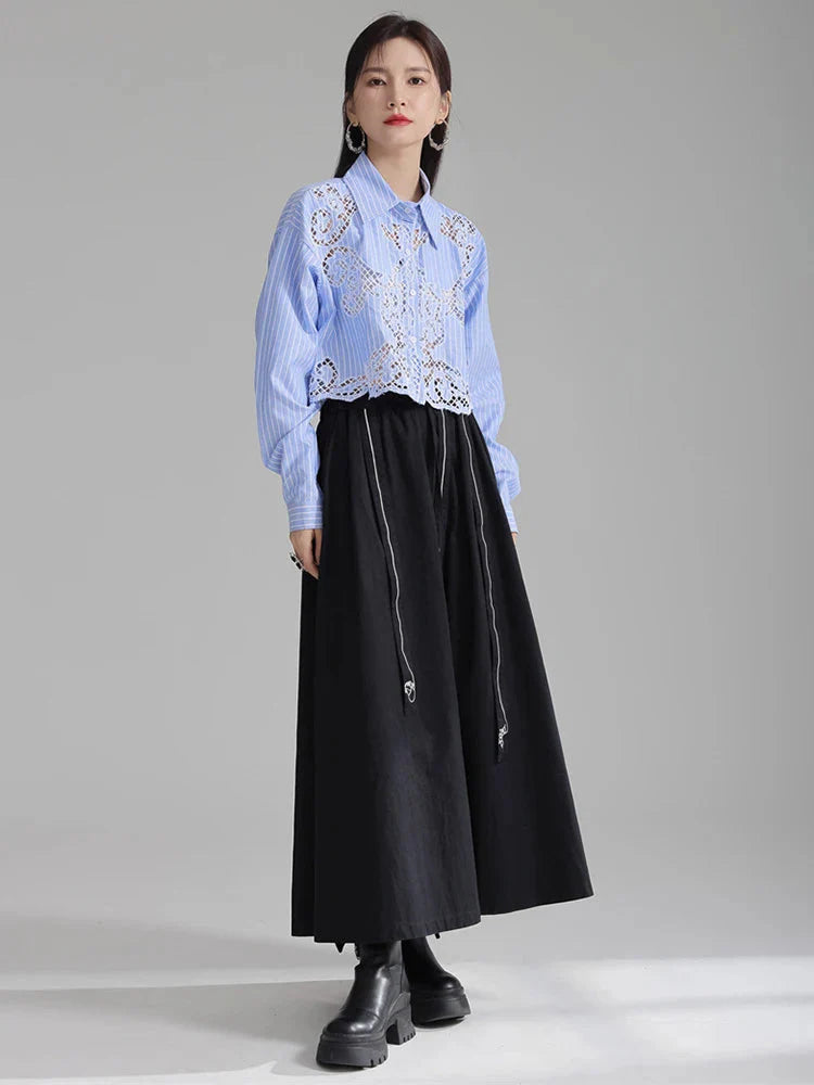 Sherrm Doiley Crop Button Up - Blue