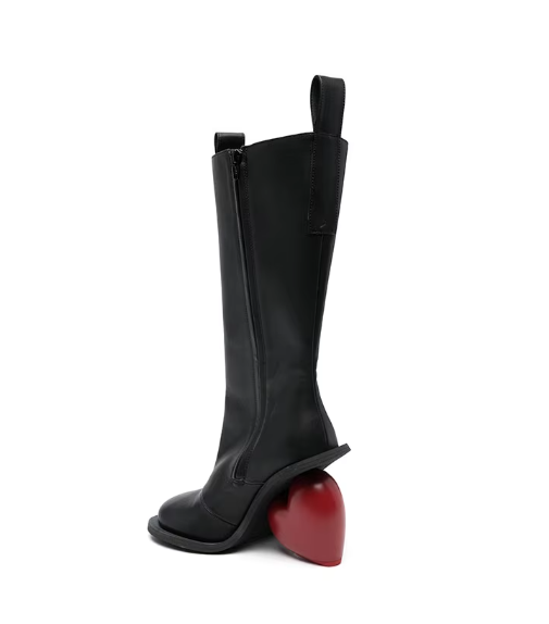 Taura Heart Heel Boots - Black and Red