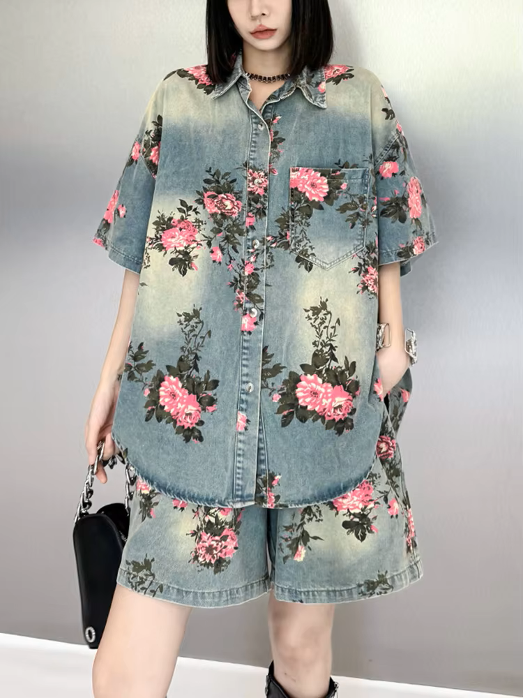 Rosette Rose Denim Shorts