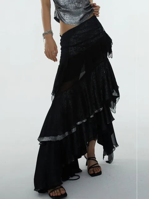 Darceangelo Mesh Ruffle Skirt