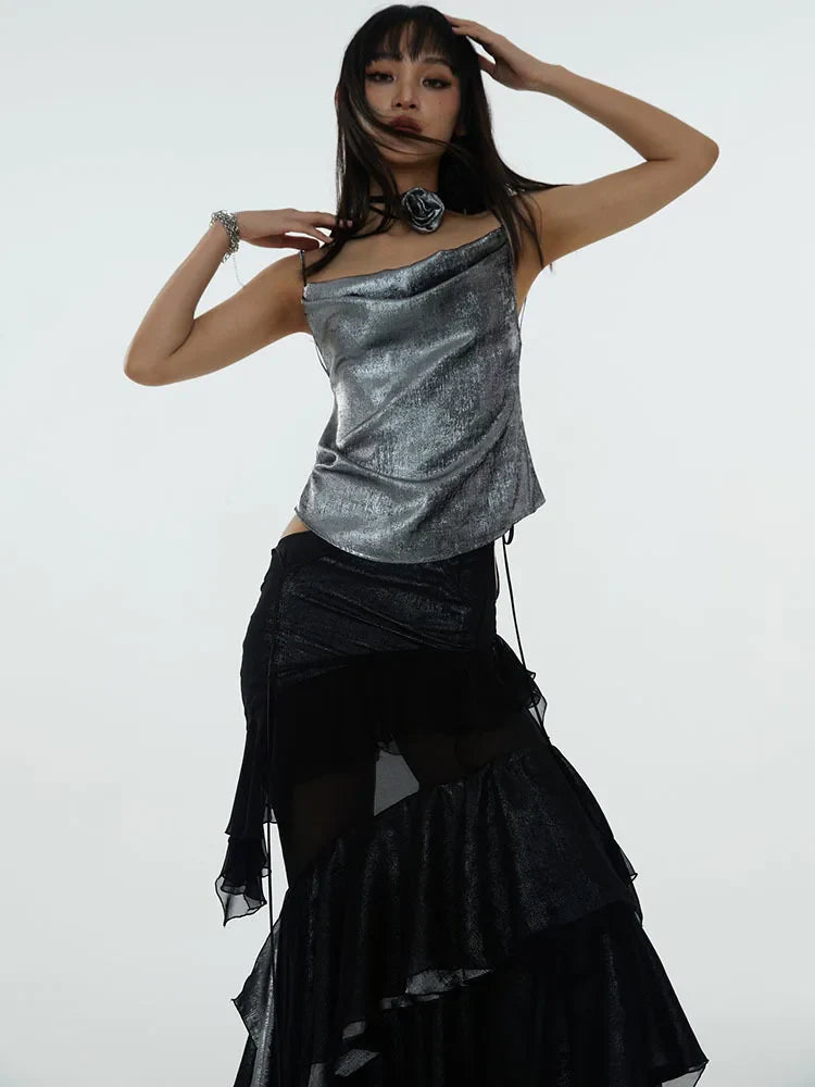 Darceangelo Mesh Ruffle Skirt