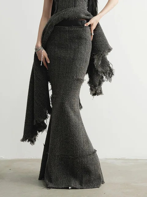 Frandie Long Freyed Skirt