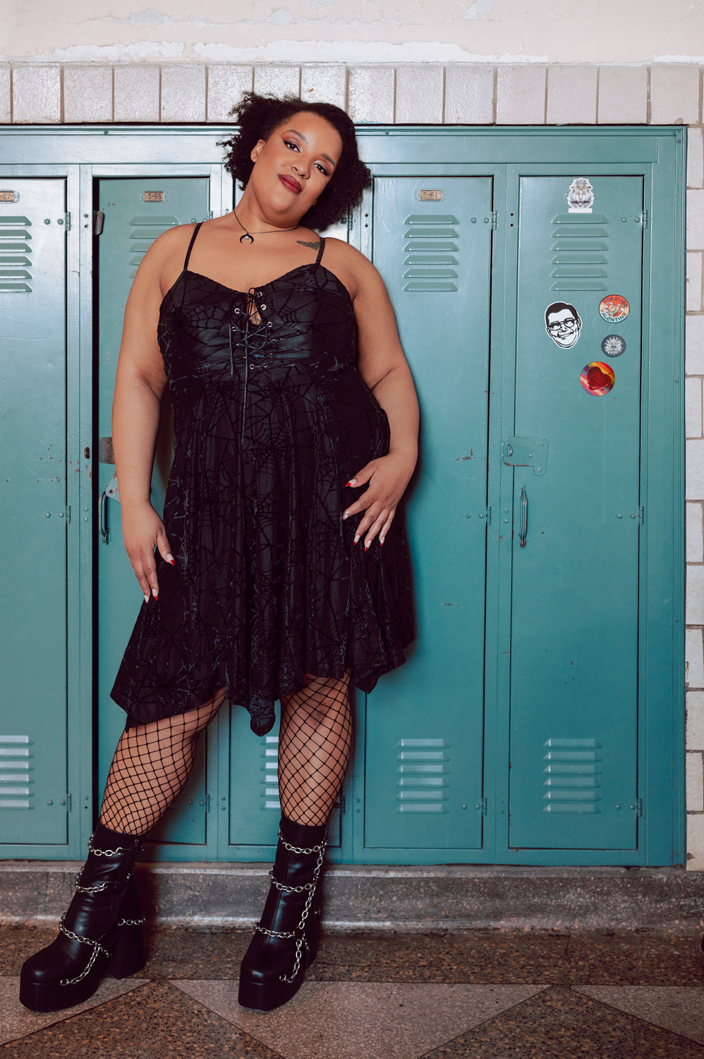*PRE ORDER* Willow Mini Dress in Black Spiderweb