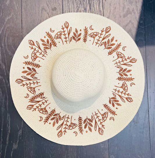 Floppy Sun Hat - XL Brim - Cream Botanicals
