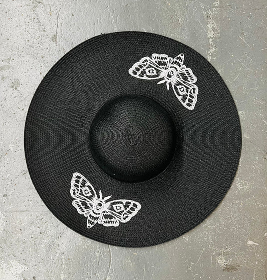 Floppy Sun Hat - XL Brim - Black Death Moth