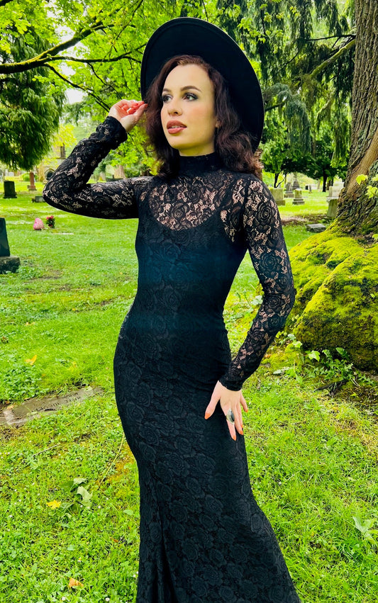 Persephone - Deadly Sheer Floral Lace Maxi dress - PRE-ORDER