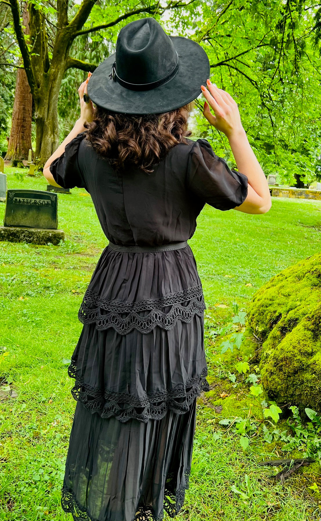 Annabel - Romantic Cottage Goth Tiered Dress - READY TO SHIP