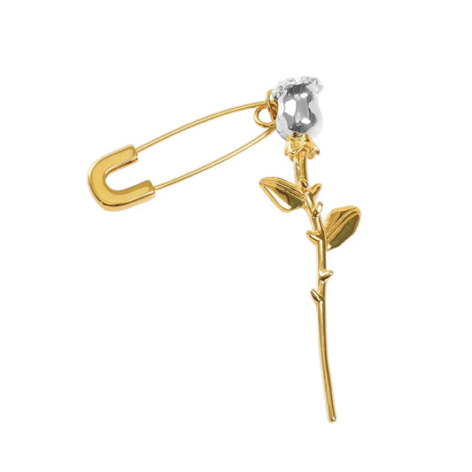 Azu Thorny Rose Pin - Gold