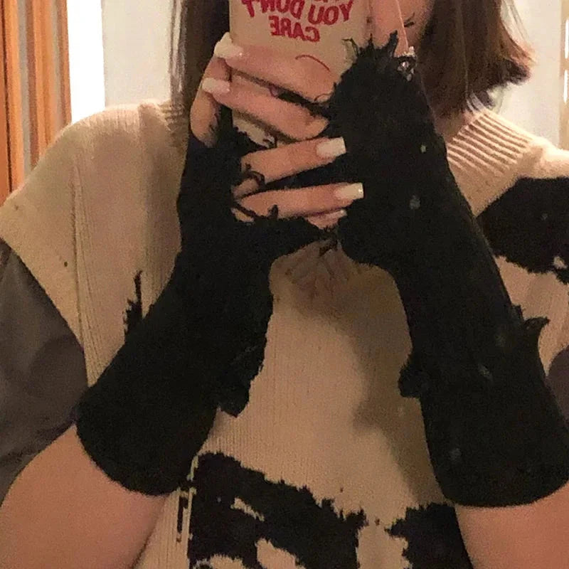 Zuriel Fingerless Gloves - Distressed