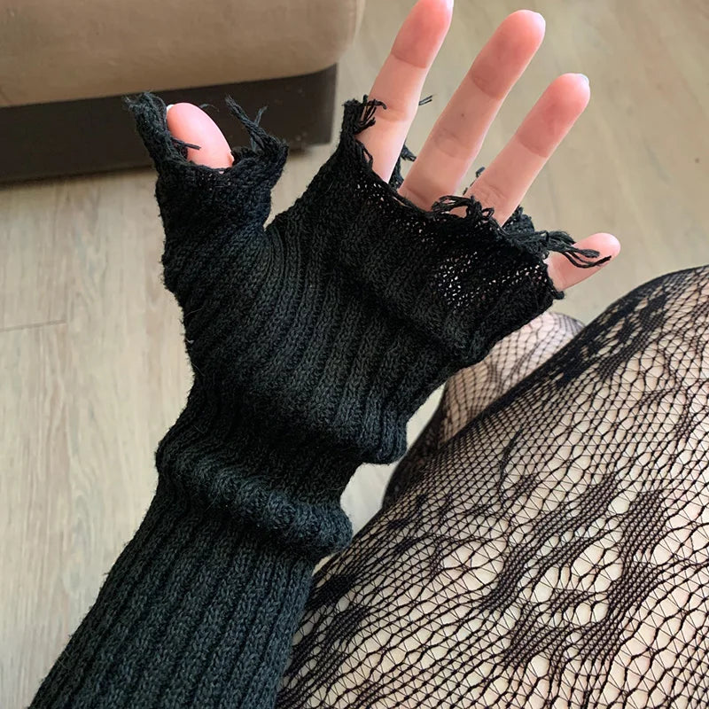 Zuriel Fingerless Gloves - Distressed