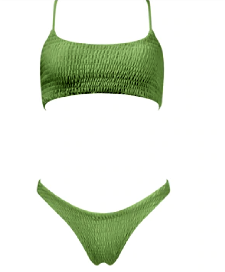 Tamper Ruffle Bikini – Olive Green Minimal Set