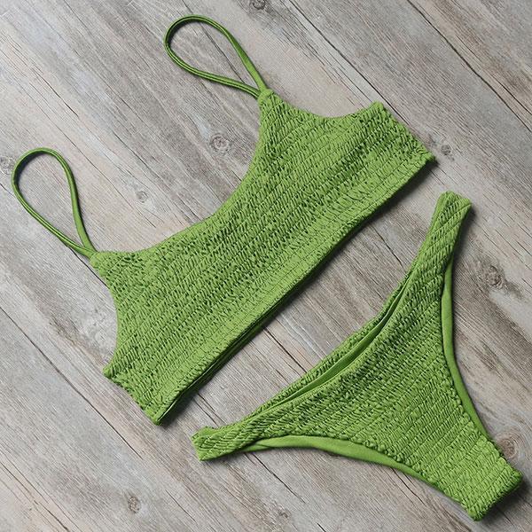 Tamper Ruffle Bikini – Olive Green Minimal Set