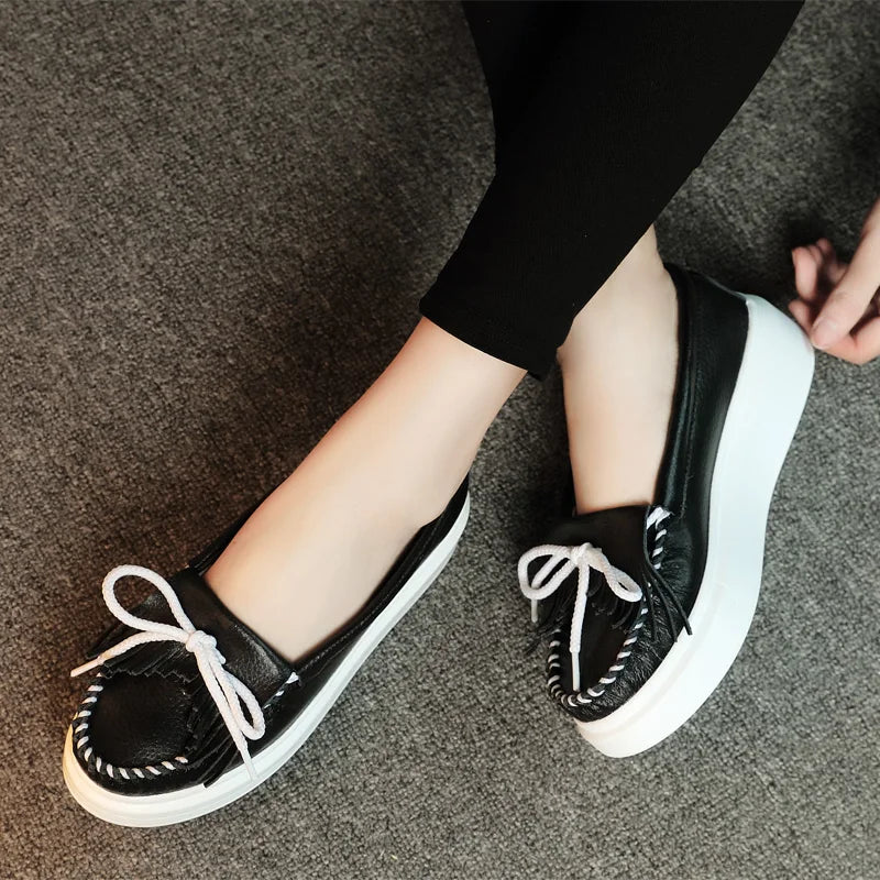 Moeerue Platform Mocassins - Black