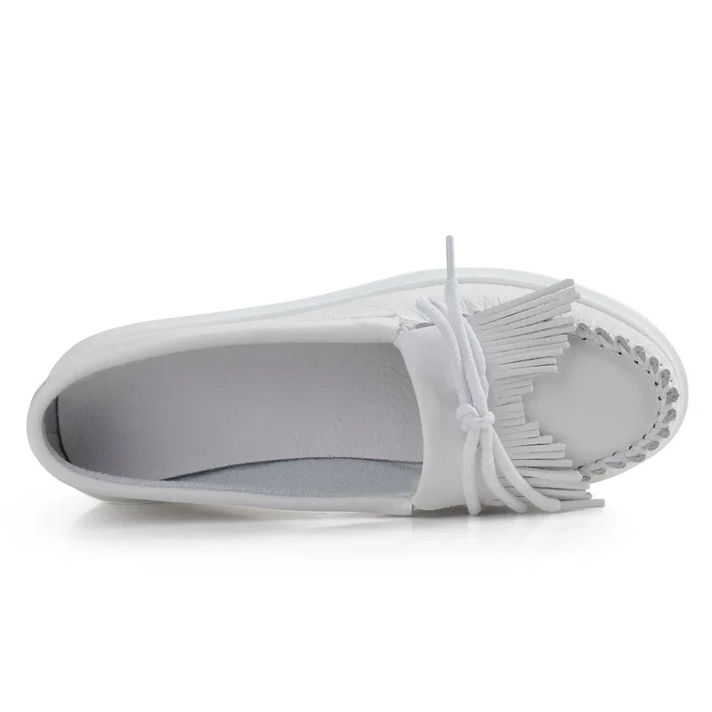 Moeerue Platform Moccasins - White