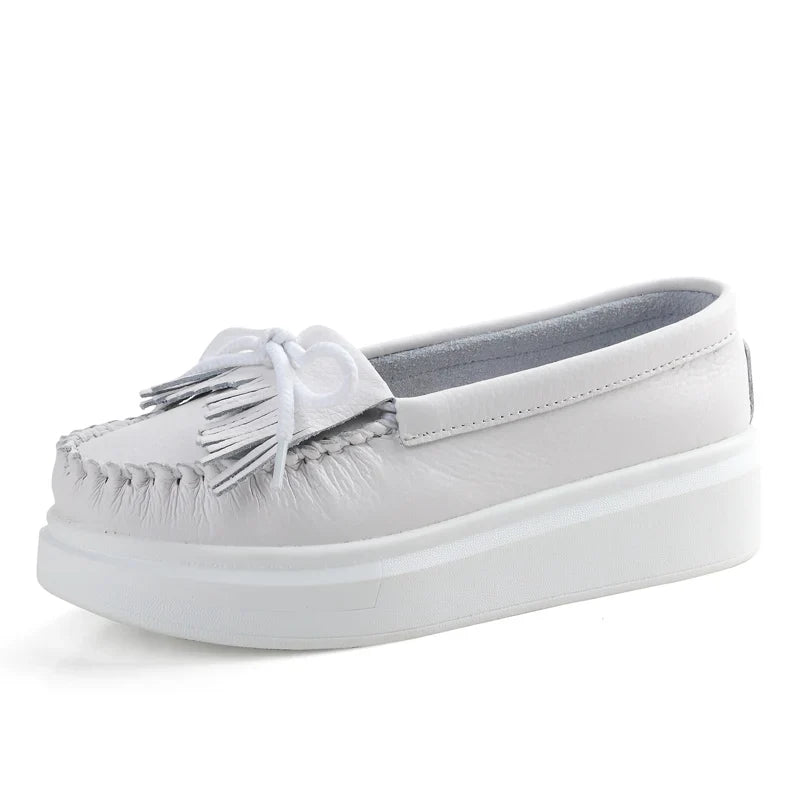 Moeerue Platform Moccasins - White
