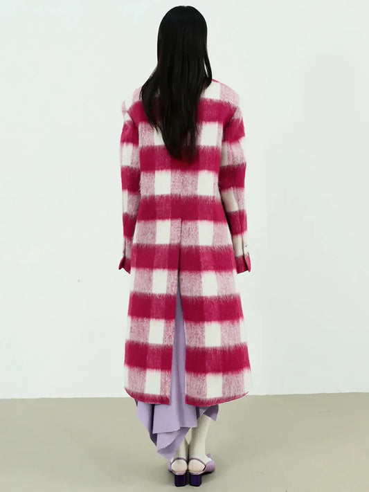 Hurnana Plaid Cut Out Coat