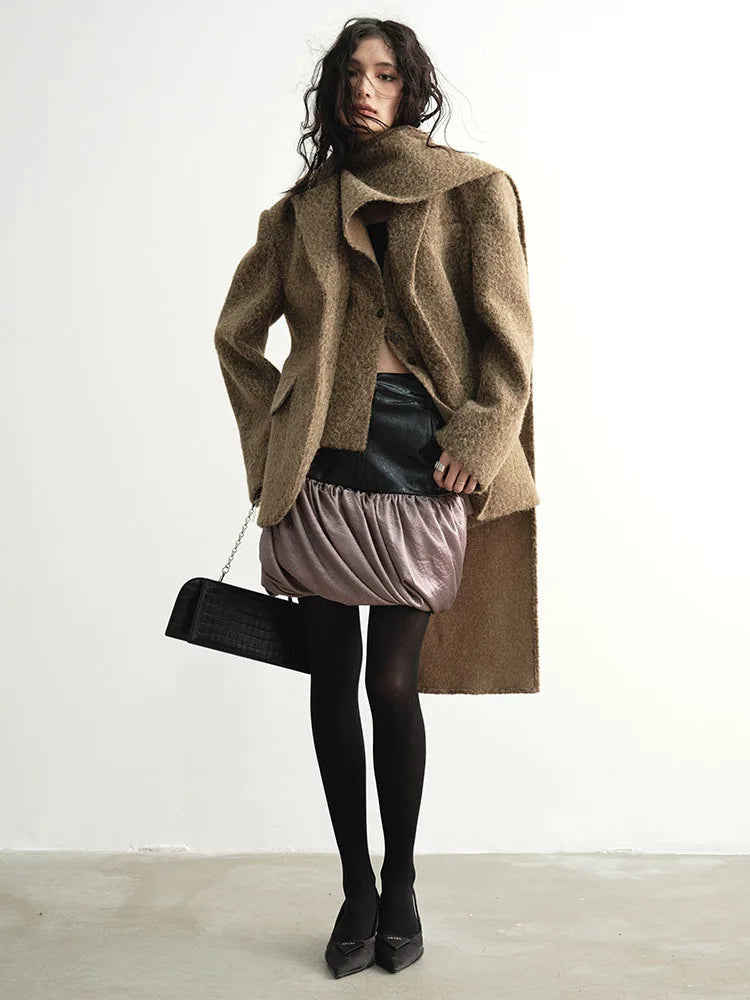 Masterdie Fuzzy Scarf Coat