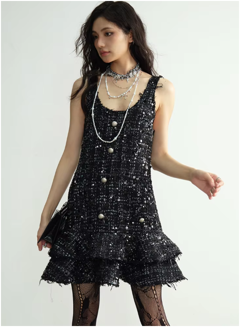 Holidee Sequin Ruffle Dress