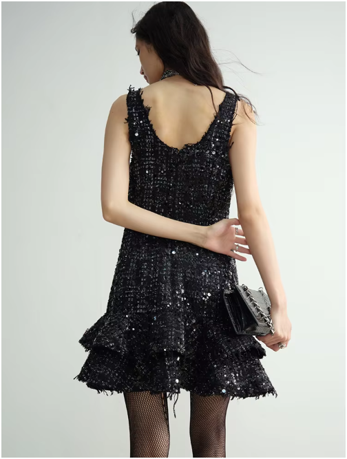 Holidee Sequin Ruffle Dress