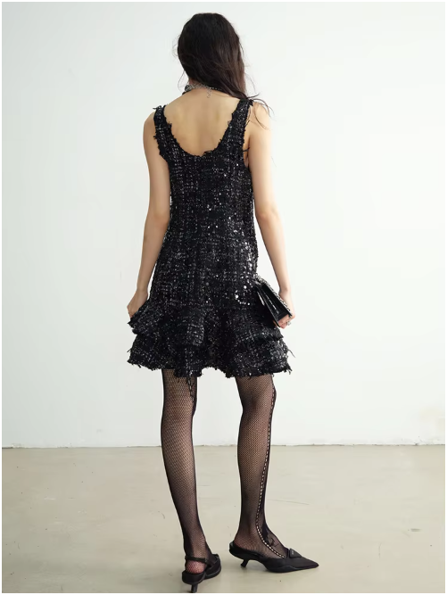 Holidee Sequin Ruffle Dress