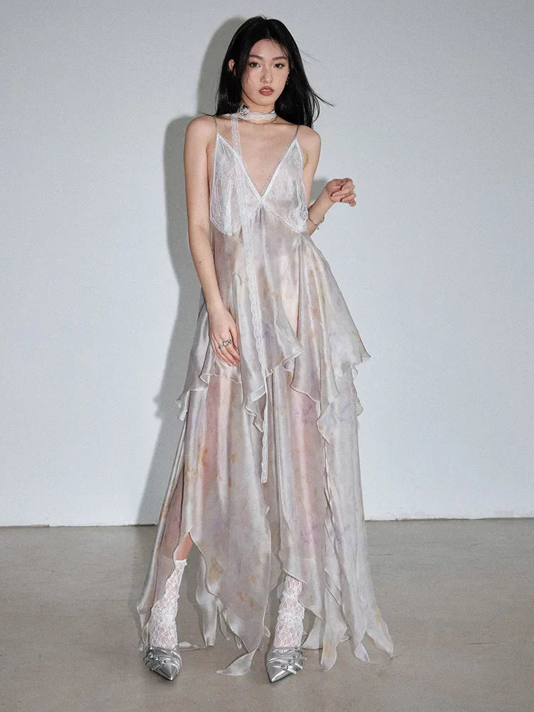 Khinchula Layered Lace Ruffle Dress