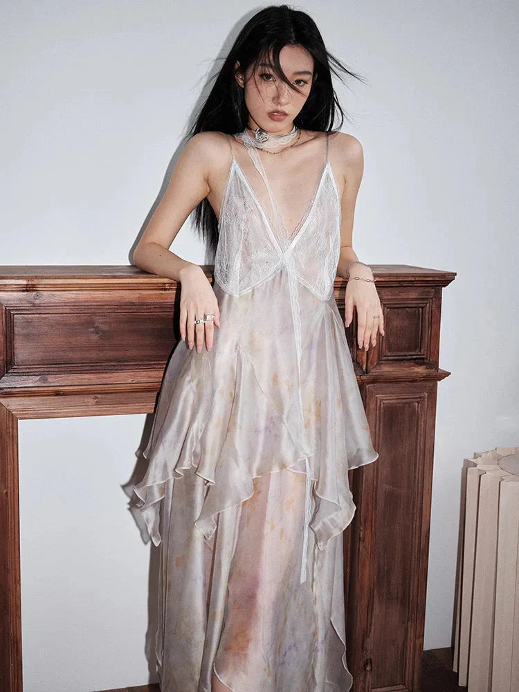 Khinchula Layered Lace Ruffle Dress