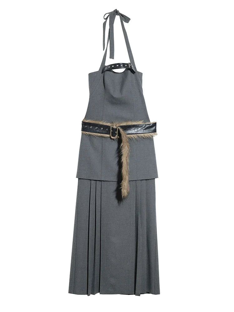 Meecie Pleated Halter Dress
