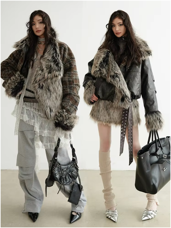 Sablet Reversible Plaid Faux Fur Jacket