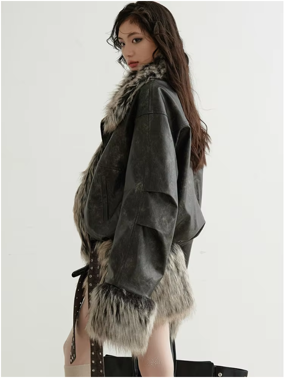 Sablet Reversible Plaid Faux Fur Jacket