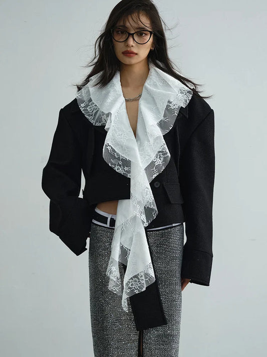 Sheenee Detachable Lace Neck Jacket