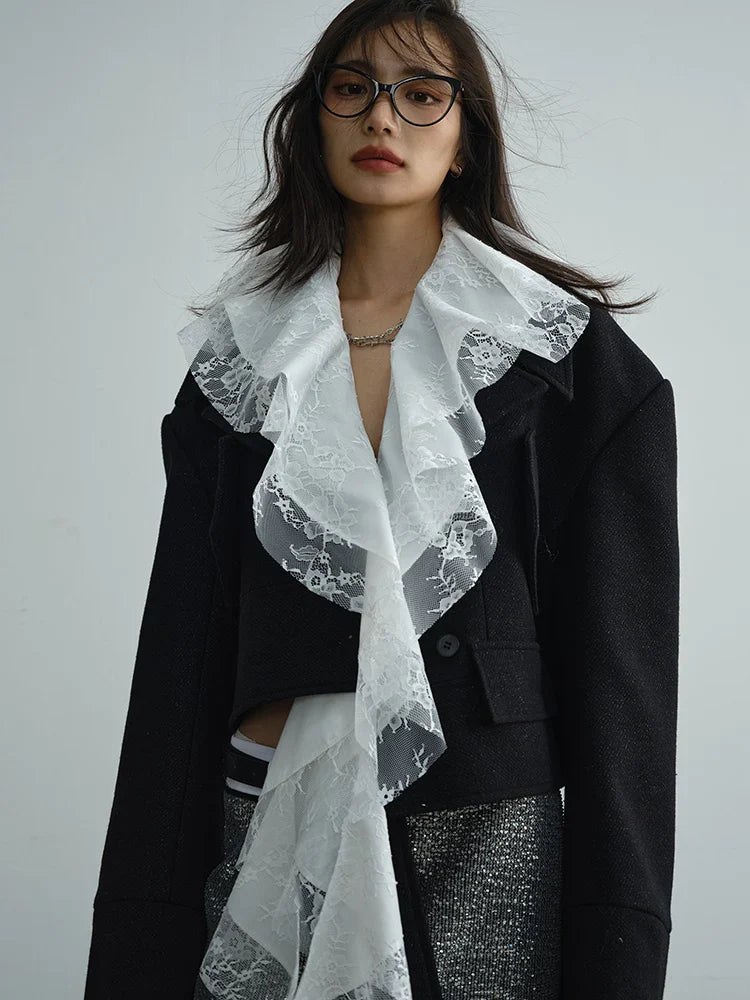 Sheenee Detachable Lace Neck Jacket