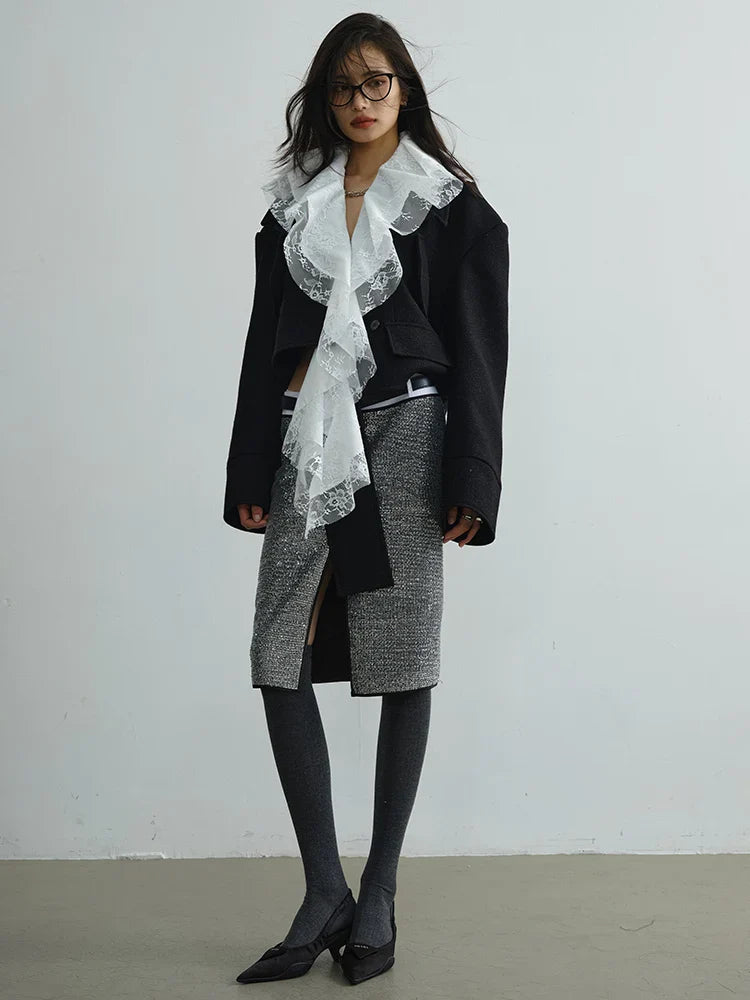 Sheenee Detachable Lace Neck Jacket