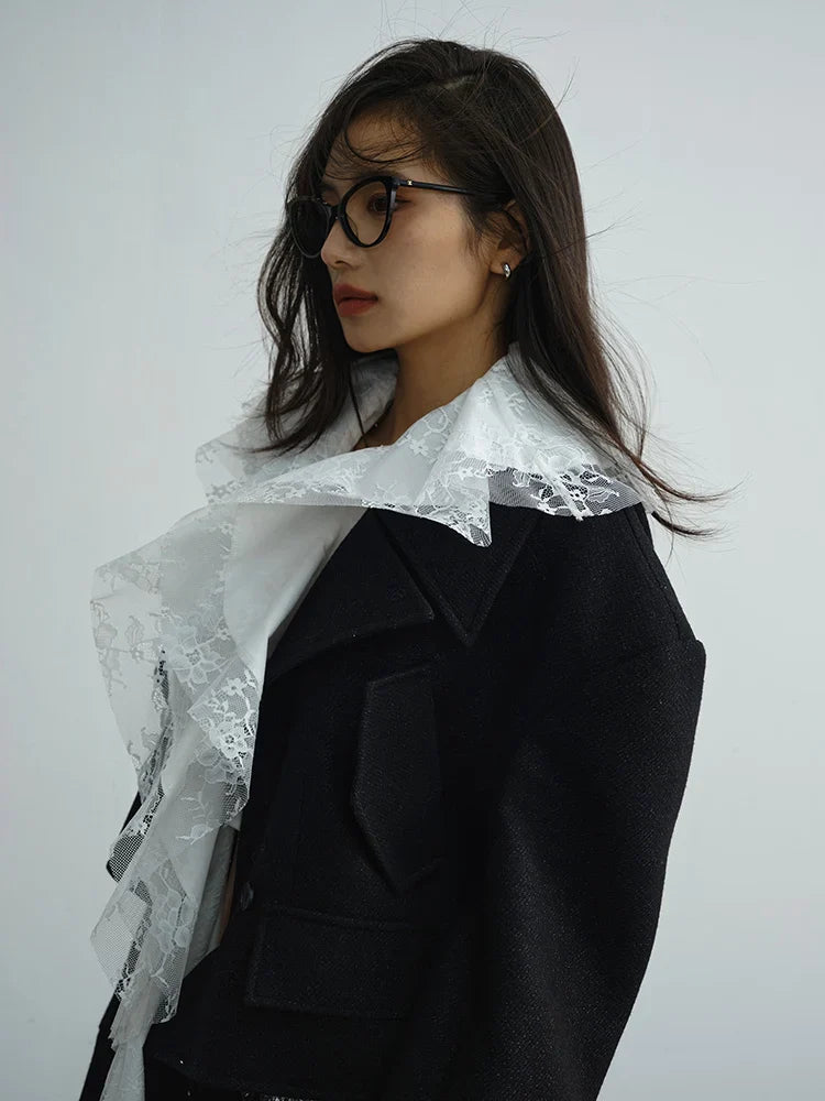 Sheenee Detachable Lace Neck Jacket