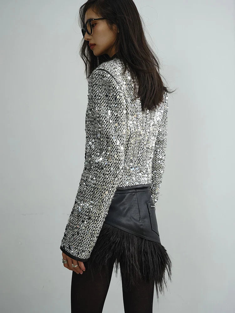Sheeplur Zippered Sequin Jacket