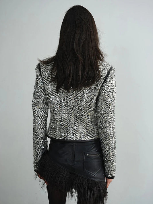 Sheeplur Zippered Sequin Jacket