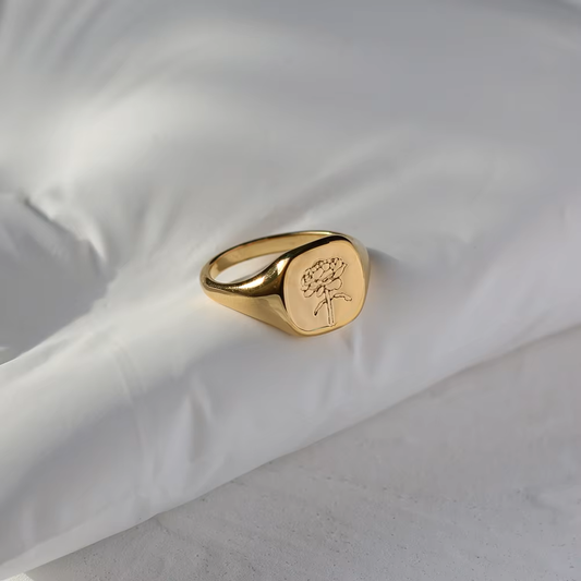 Amaiyllish 18K Gold Stamp Ring - Flower